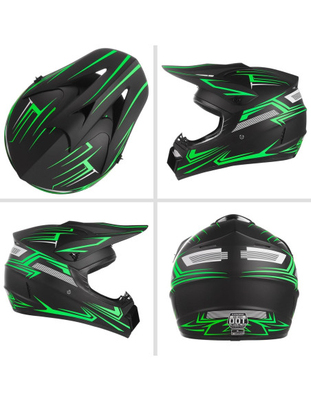 Casco Off-Road TIANDU Mediano Verde + Gafas y Guantes Casco Off-Road TIANDU Mediano Verde + Gafas y Guantes