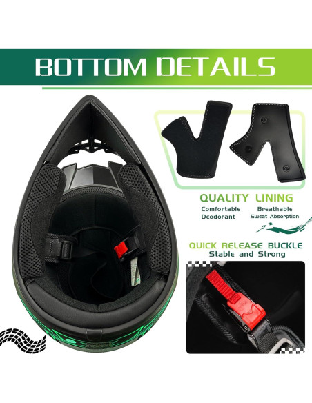 Casco Off-Road TIANDU Mediano Verde + Gafas y Guantes Casco Off-Road TIANDU Mediano Verde + Gafas y Guantes