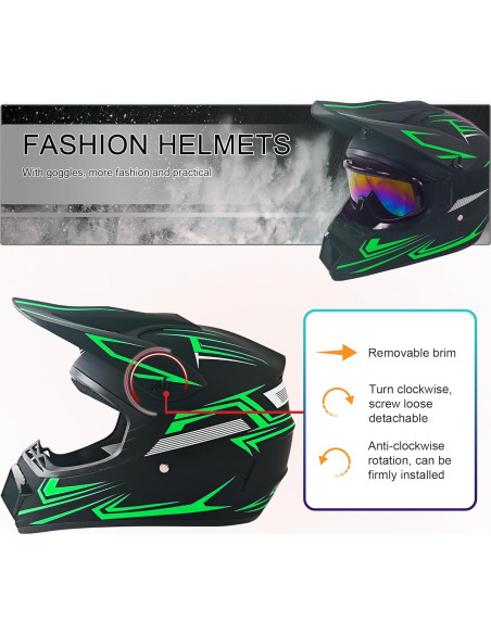 Casco Off-Road TIANDU Mediano Verde + Gafas y Guantes Casco Off-Road TIANDU Mediano Verde + Gafas y Guantes