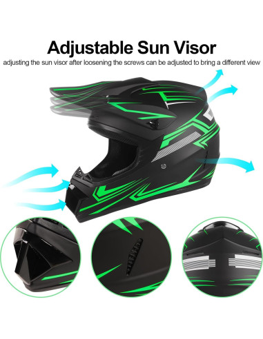 Casco Off-Road TIANDU Mediano Verde + Gafas y Guantes