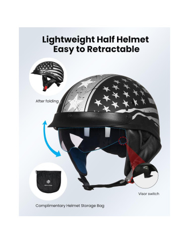 Casco Abierto ILM 206V XXL Bandera Patriótica con Visera