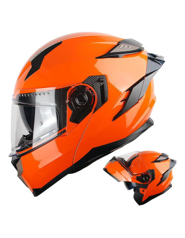 Casco Modular 1Storm HJA119 Doble Lente Naranja Brillante