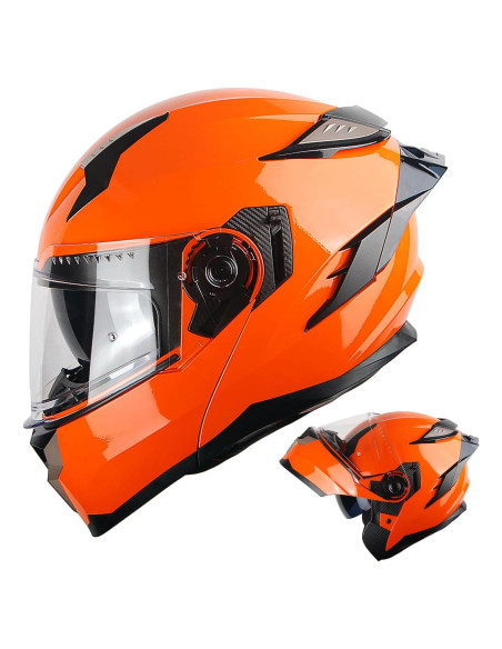 Casco Modular 1Storm HJA119 Doble Lente Naranja Brillante Casco Modular 1Storm HJA119 Doble Lente Naranja Brillante