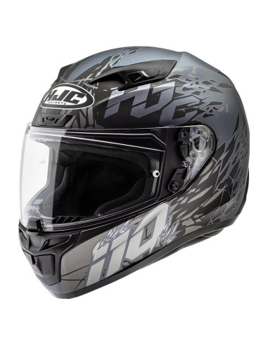 Casco HJC I10 Pitfall Grande Gris Negro Semi-Plano