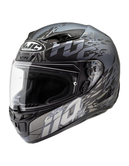 Casco HJC I10 Pitfall Grande Gris Negro Semi-Plano