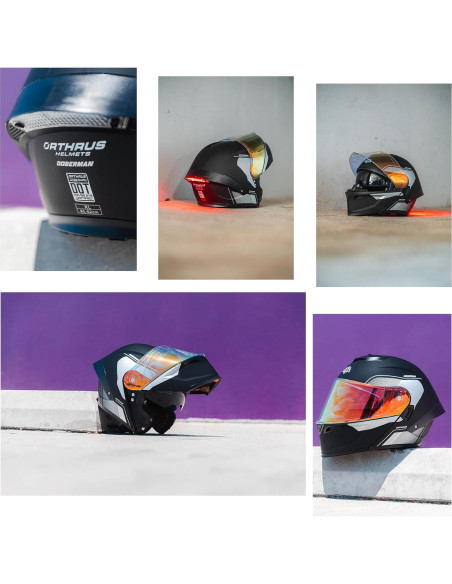 Casco Modular Orthrus OTS Dobermann Plata - Adulto Unisex