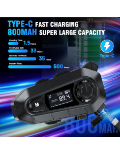 Auricular Bluetooth A1 TOUCH TWO para Casco Motocicleta IPX6 2