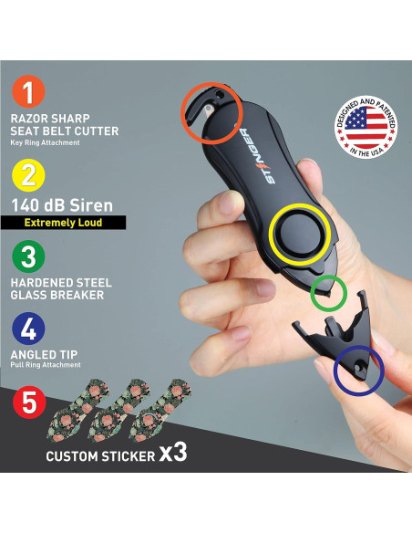 Alarma Personal Stinger Llavero 140dB con Cortador y Rompedor