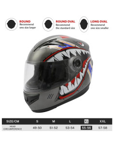 Casco Integral XFMT para Niños Tiburón Gris X-Large 2