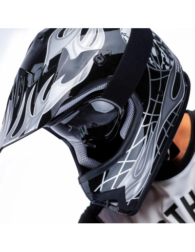 Casco Juvenil SLMOTO Negro Motocross + Gafas + Guantes