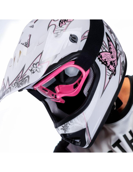 SLMOTO Casco Juvenil Grande Mariposa Rosa DOT Motocross