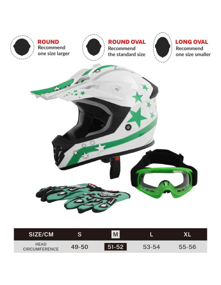 Casco SLMOTO Juvenil Mediano Estrella Verde Off Road