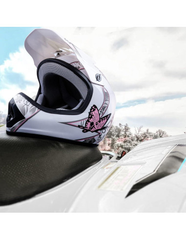 SLMOTO Casco Juvenil Grande Mariposa Rosa DOT Motocross