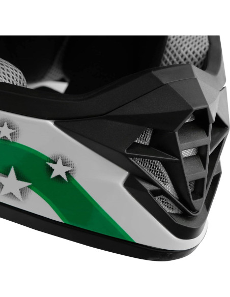 Casco SLMOTO Juvenil Mediano Estrella Verde Off Road