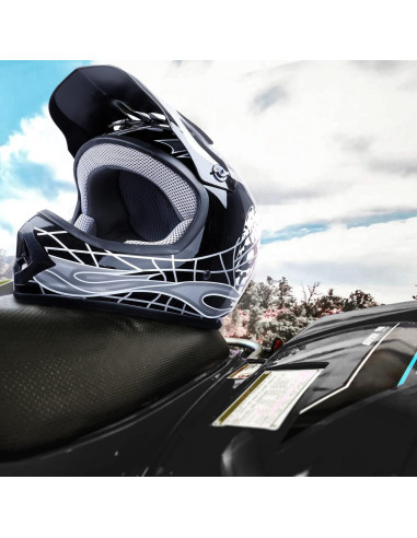 Casco Juvenil SLMOTO Negro Motocross + Gafas + Guantes