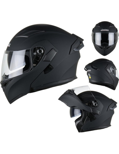 Casco Modular Oubaiya 991 Doble Visor Negro Mate L