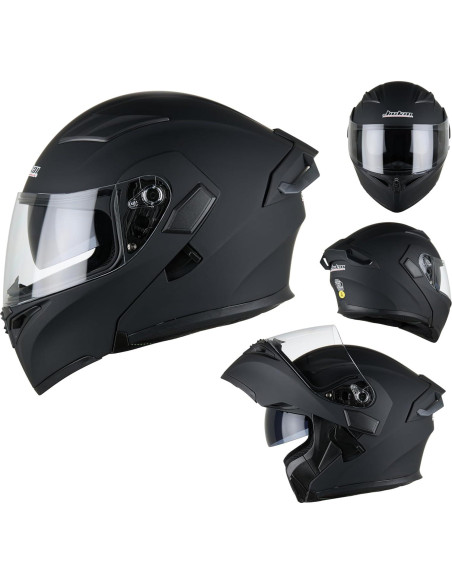 Casco Modular Oubaiya 991 Doble Visor Negro Mate L