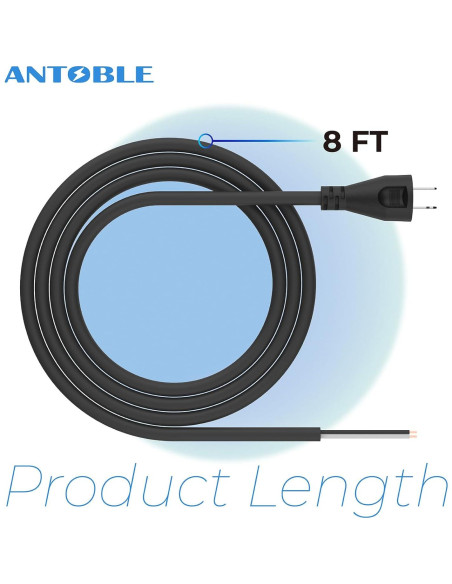 Cable de Poder 2 Hilos 18 AWG ANTOBLE 2.44m Compatible DeWalt