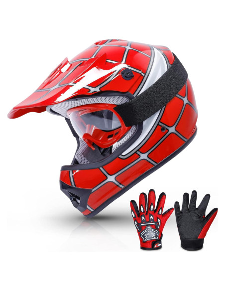 SLMOTO Casco Motocross Juvenil Araña Roja Mediano