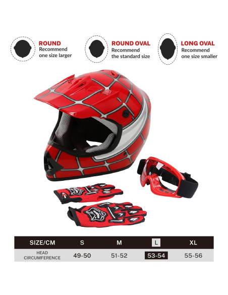 Casco SLMOTO Motocross Joven Grande Araña Roja + Gafas