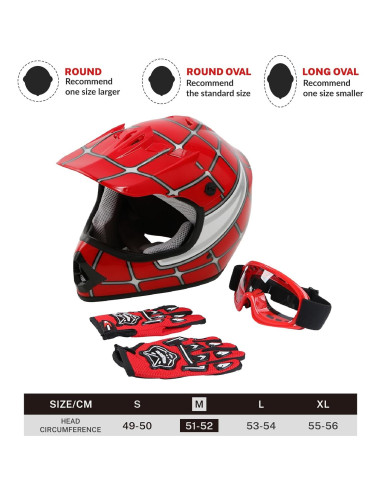 SLMOTO Casco Motocross Juvenil Araña Roja Mediano