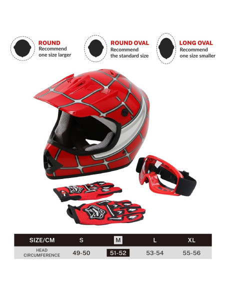SLMOTO Casco Motocross Juvenil Araña Roja Mediano