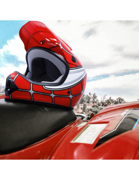 Casco SLMOTO Motocross Joven Grande Araña Roja + Gafas