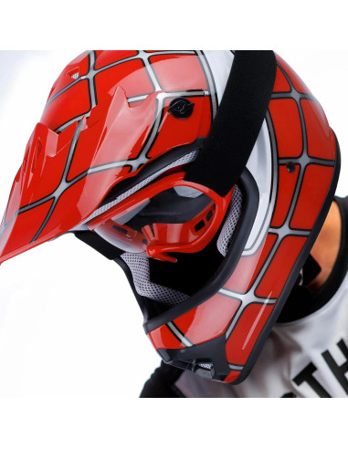 SLMOTO Casco Motocross Juvenil Araña Roja Mediano