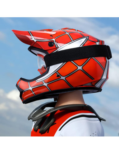 SLMOTO Casco Motocross Juvenil Araña Roja Mediano