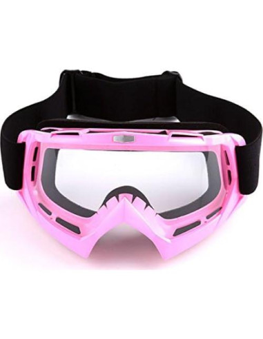 Casco de Motocross Power Gear HF801 Rosa + Gafas + Guantes
