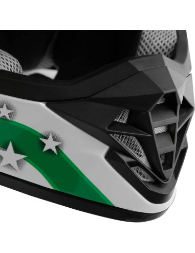 Casco SLMOTO Juvenil ATV Estrella Verde Integral 49,5 cm