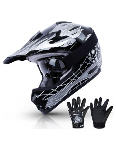 Casco de Motocross SLMOTO Juvenil X-Grande Calavera Negra