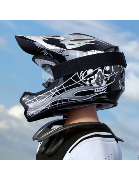 Casco de Motocross SLMOTO Juvenil X-Grande Calavera Negra Casco de Motocross SLMOTO Juvenil X-Grande Calavera Negra