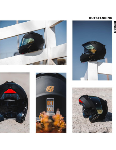 Casco HAX Modular Flip-Up Negro Mate 2.10 kg Aprobado DOT