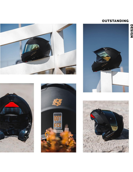 Casco HAX Modular Flip-Up Negro Mate 2.10 kg Aprobado DOT Casco HAX Modular Flip-Up Negro Mate 2.10 kg Aprobado DOT