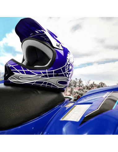 Casco SLMOTO Juvenil Motocross Azul Calavera + Gafas + Guantes