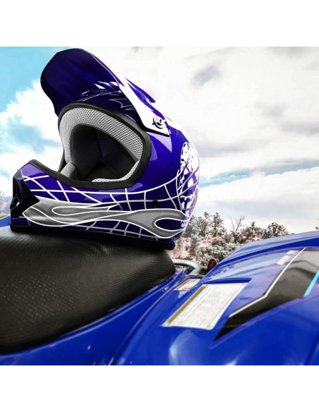 Casco SLMOTO Juvenil Motocross Azul Calavera + Gafas + Guantes Casco SLMOTO Juvenil Motocross Azul Calavera + Gafas + Guantes