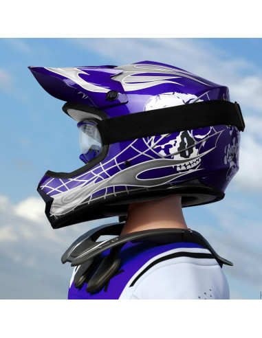 Casco SLMOTO Juvenil Motocross Azul Calavera + Gafas + Guantes