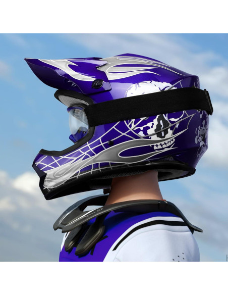 Casco SLMOTO Juvenil Motocross Azul Calavera + Gafas + Guantes Casco SLMOTO Juvenil Motocross Azul Calavera + Gafas + Guantes