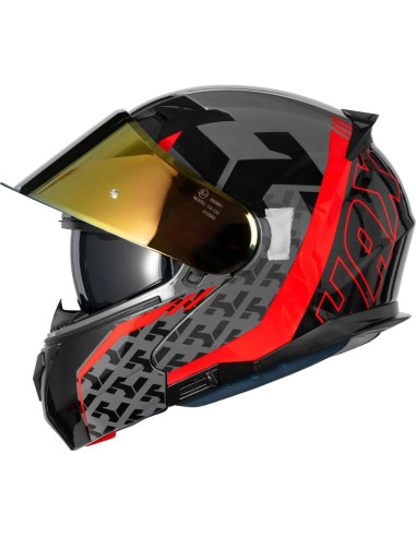 Casco HAX Modular Flip-Up Rojo Viento - Ligero y Seguro