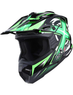 Casco de Motocross 1Storm HF801 Verde + Gafas y Guantes 2