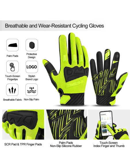 Guantes de Ciclismo INBIKE para Hombre Verde Transpirables Guantes de Ciclismo INBIKE para Hombre Verde Transpirables