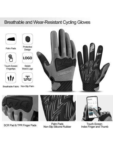 Guantes de Ciclismo INBIKE XX-Large Gris con Protección