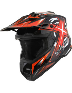 Casco de Motocross Power Gear XL Naranja + Gafas + Guantes 2