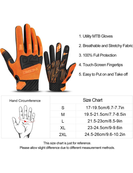 Guantes de Ciclismo INBIKE Naranja XX-Large Transpirables Guantes de Ciclismo INBIKE Naranja XX-Large Transpirables