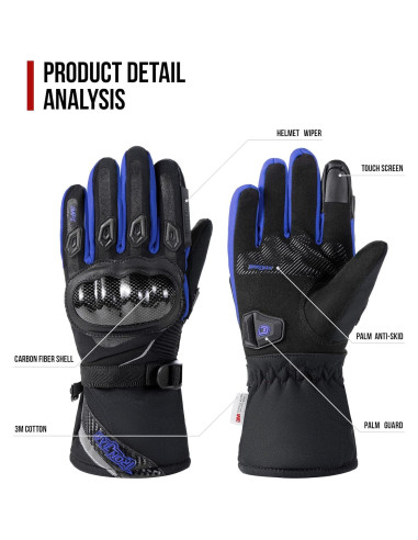 Guantes de Moto BORLENI Impermeables Talla XX-Large Azul