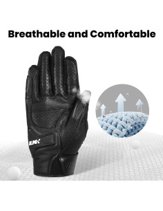 Guantes de Motocicleta ILM DN01, Cuero de Cabra, Negro 2