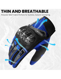 Guantes de Motocicleta MADBIKE MD66 Transpirables Azul 2