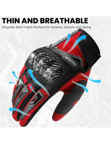 Guantes de Motocicleta MADBIKE MD66 Rojo Transpirables