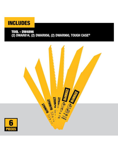 Juego de Sierras de Reciprocación DEWALT DW4896 - 6 Piezas
